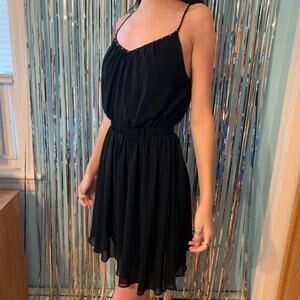 GUESS BLACK CHIFFON-ISH DRESS WITH STUD DETAILING